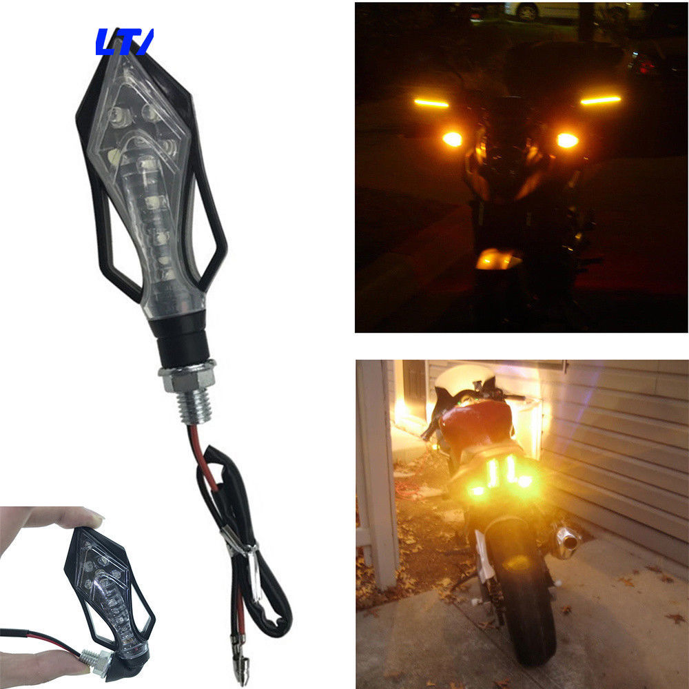 2x Universal Motorcycle 12 LED Turn Signal Blinker Black Arrow